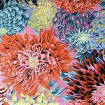 Chrysanthemen in orange gelb türkis auf rosa - 1 Stück = 2,30 Meter