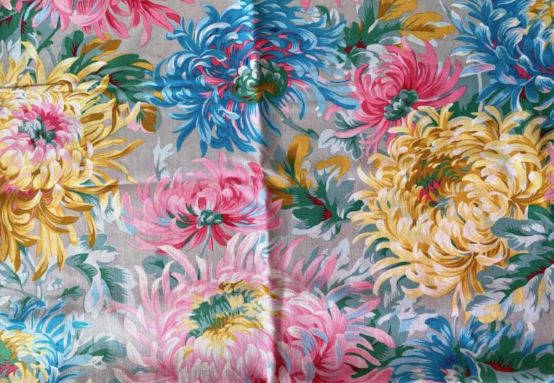 Chrysanthemen in Pink Türkis Grau - 1 Stück = 2,90 Meter