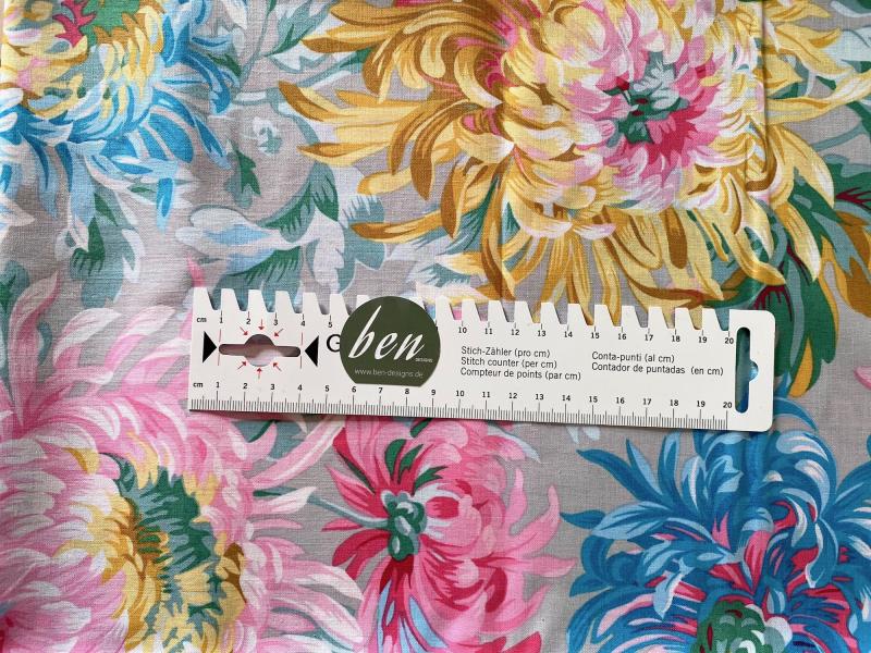 Chrysanthemen in Pink Türkis Grau - 1 Stück = 2,90 Meter