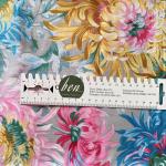 Chrysanthemen in Pink Türkis Grau - 1 Stück = 2,90 Meter