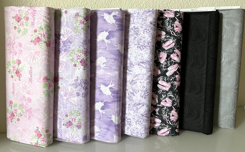 Ballerinas und Rosen auf lila - 1 Stück = 3,20 Meter