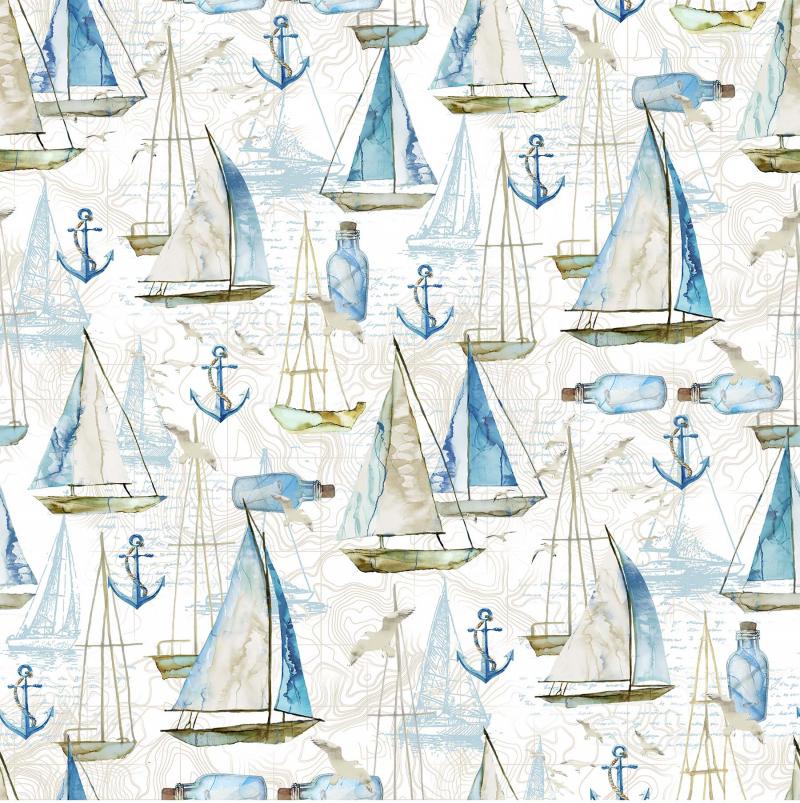 Sail Away - Segelboote, Flaschenpost und Anker