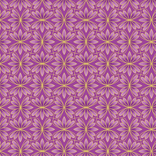 Blütenblätter Zeichnung purple/gold - 1 Stück = 2,80 Meter