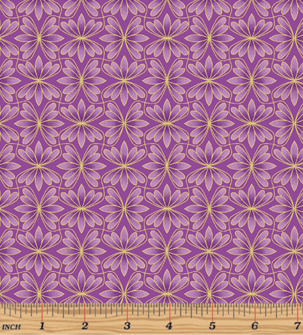 Blütenblätter Zeichnung purple/gold - 1 Stück = 2,80 Meter