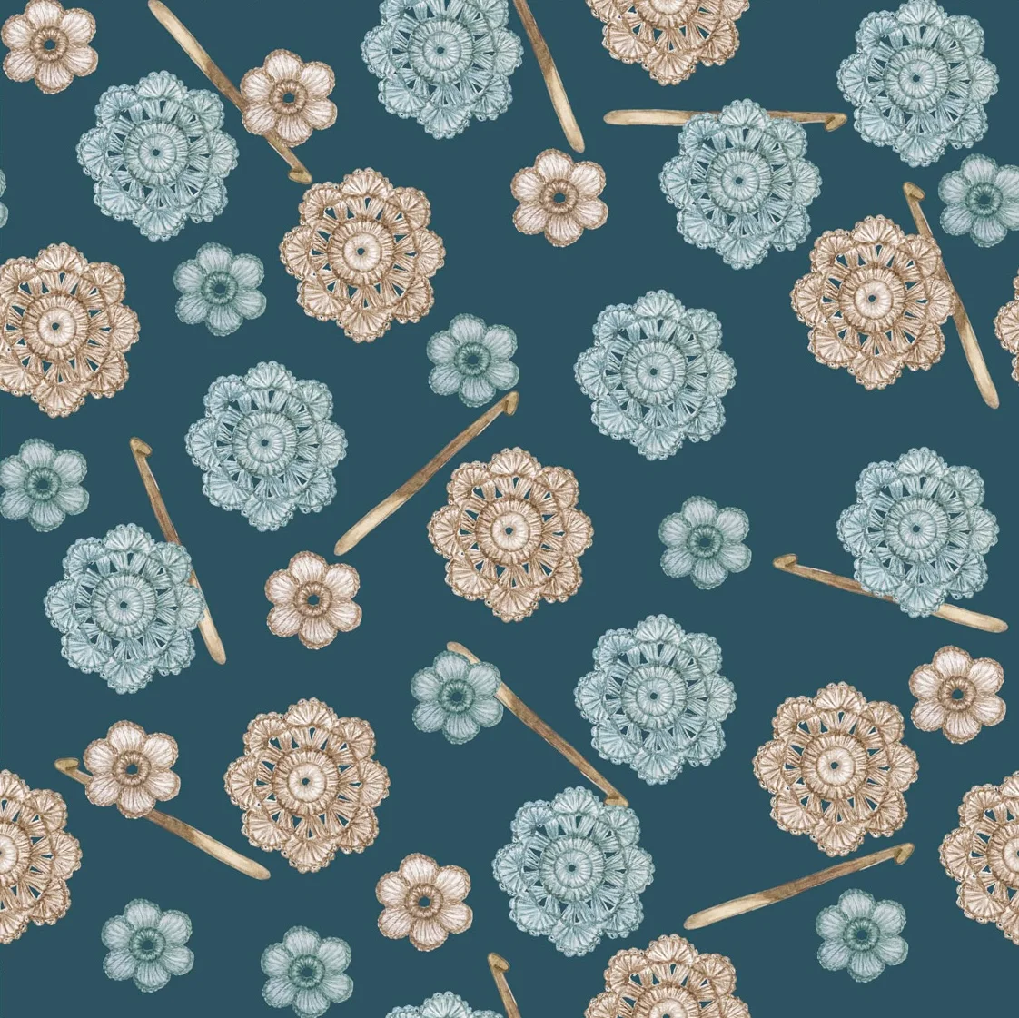 Cosy Knit - Häkelblumen teal