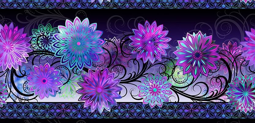 Dazzle - Blüten Bordüre purple - 1 Stück = 3,20 Meter