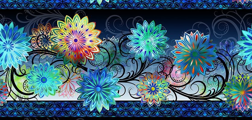 Dazzle - Blüten Bordüre blue - 1 Stück = 2,40 Meter