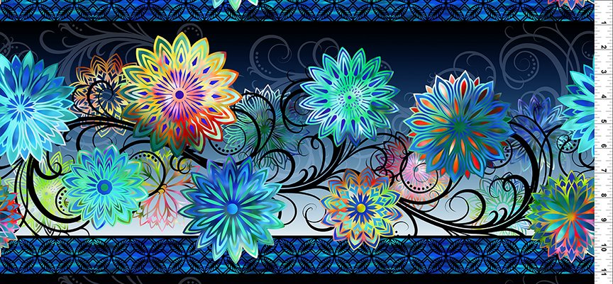 Dazzle - Blüten Bordüre blue - 1 Stück = 2,40 Meter