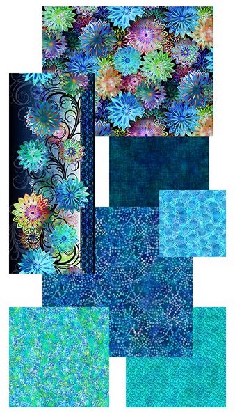 Dazzle - Blüten Bordüre blue - 1 Stück = 2,40 Meter