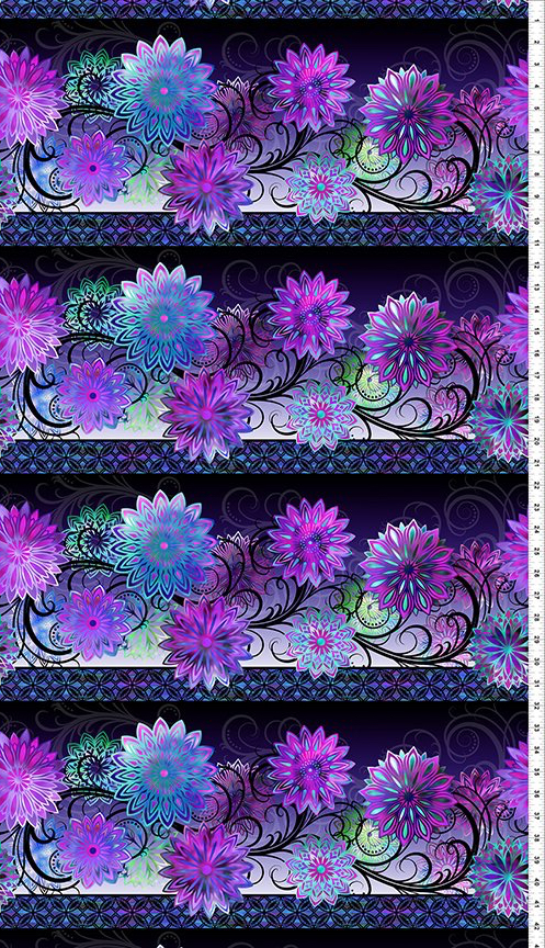 Dazzle - Blüten Bordüre purple - 1 Stück = 3,20 Meter
