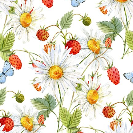 Hedgehog Hollow - Walderdbeeren und Gänseblümchen - 1 Stück = 1,00 Meter