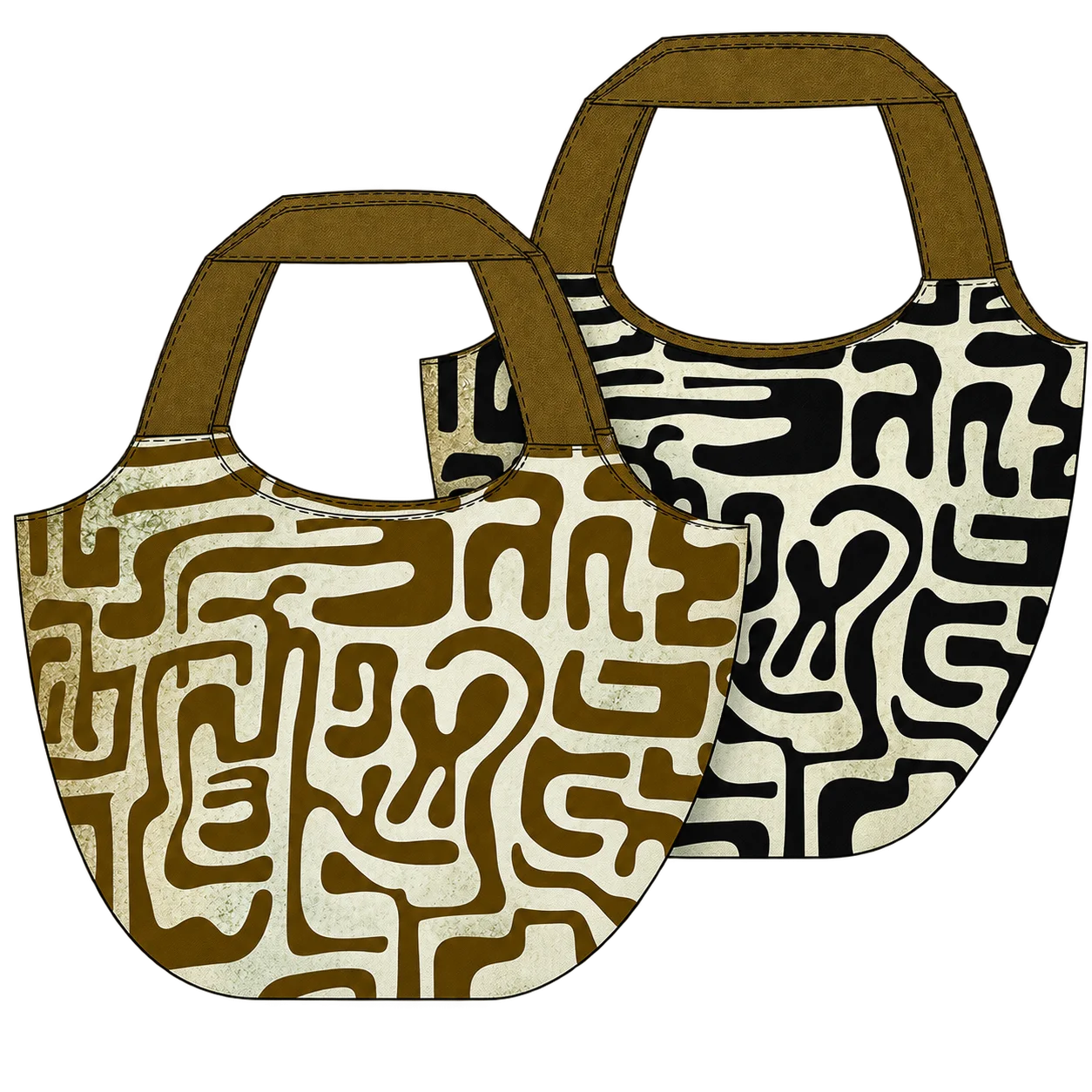 Makers Bag "Ornament braun schwarz" - Panel
