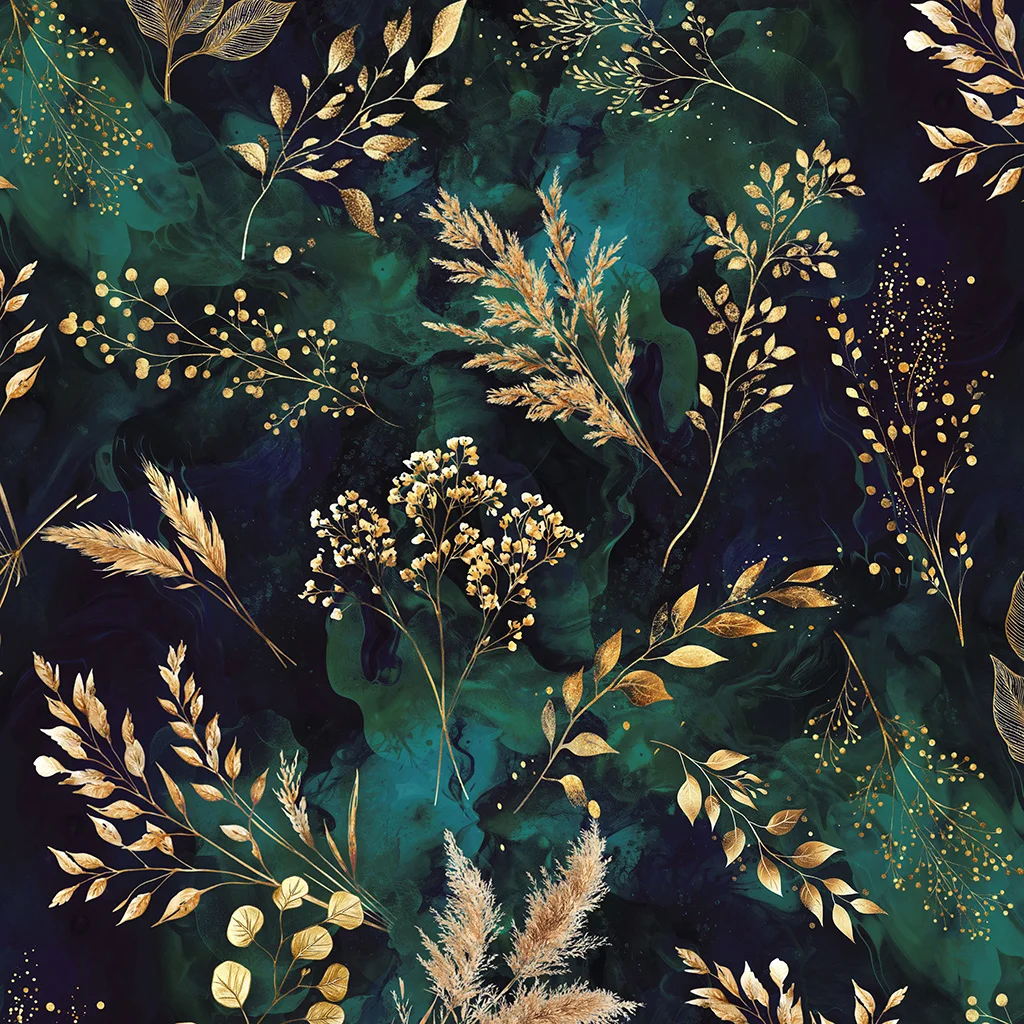 Midnight Flora - Deep Teal