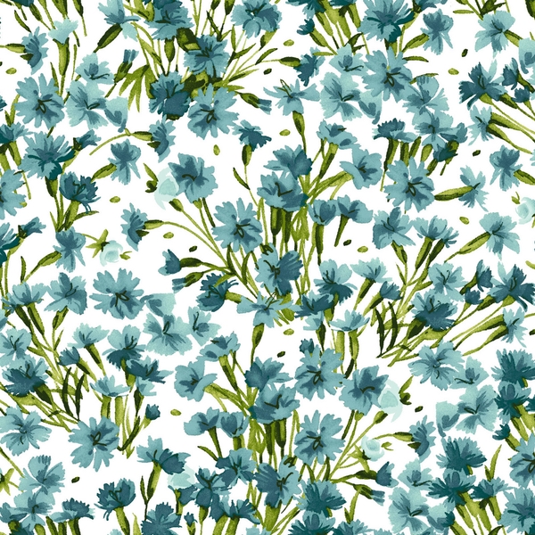 Nelken allover türkis - Bloom On - 1 Stück = 3,20 Meter