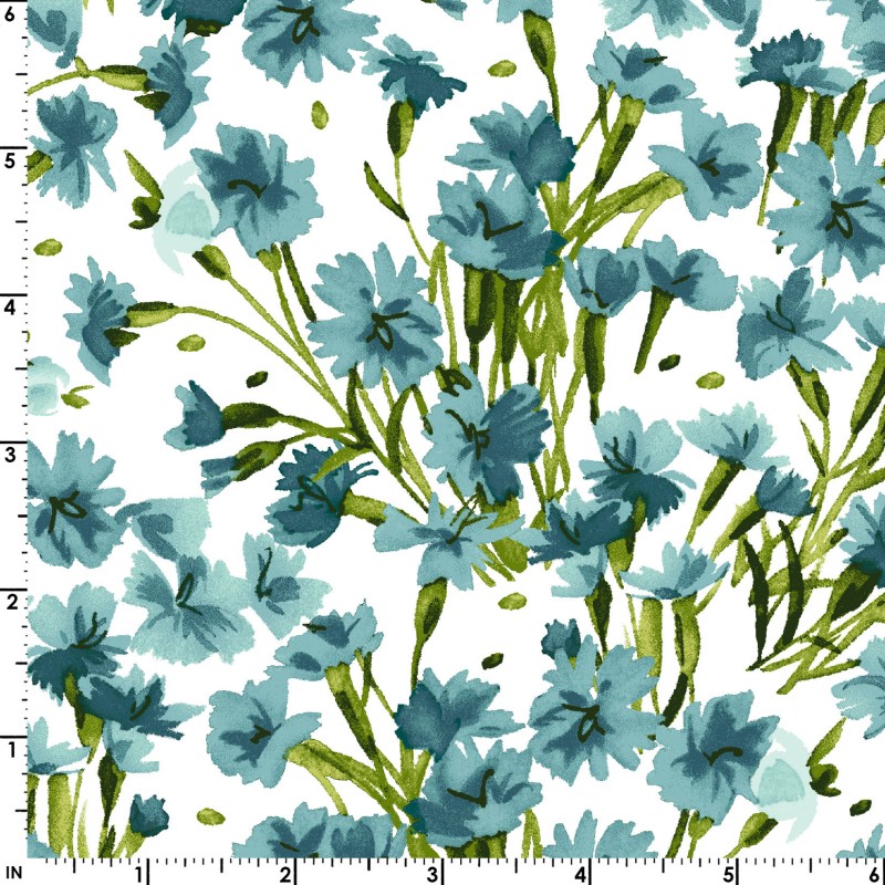 Nelken allover türkis - Bloom On - 1 Stück = 3,20 Meter